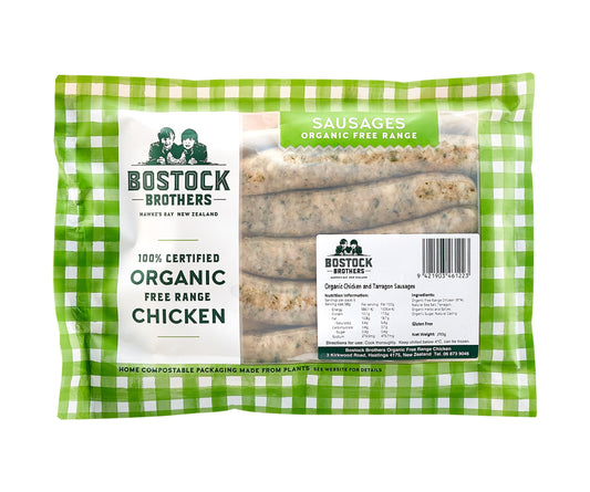 BOSTOCK BROTHERS, Free-Range French Tarragon Chicken Sausages 300g (Frozen)