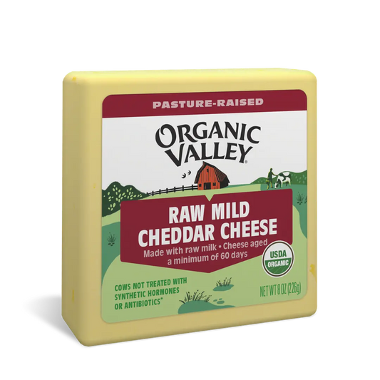 Organic Valley, Raw Mild Cheddar Cheese Block 8oz (Chill)