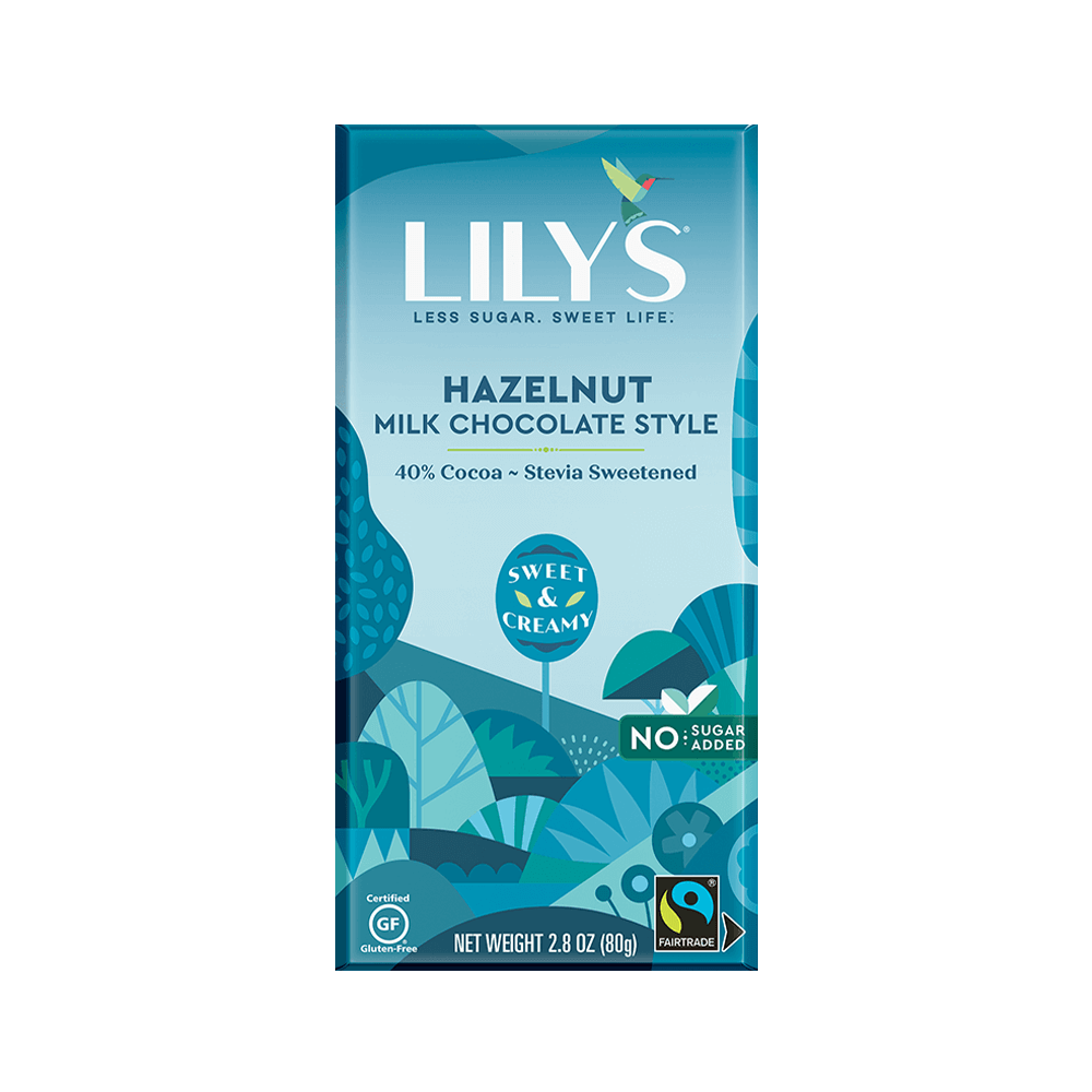 Lily's Sweets, Hazelnut Milk 40% Cocoa Chocolate Bar 2.8oz