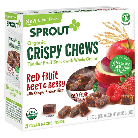 Sprout Organics, Organic Crispy Chews Red Fruit Beet & Berry with Crispy Brown Rice 5 Packets 3.15oz