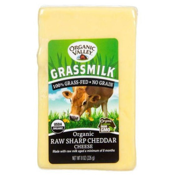 Organic Valley, Grassmilk Raw Sharp Cheddar 8oz (Chill)
