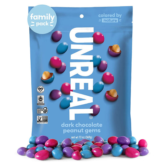Unreal, Dark Chocolate Peanut Gems Family Size 13oz