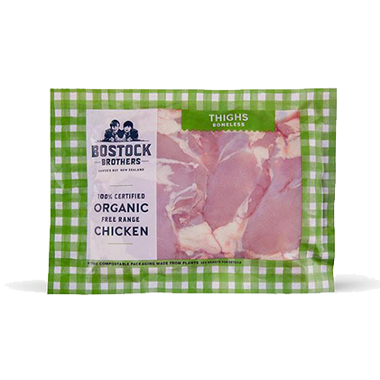 BOSTOCK BROTHERS, Organic Free-Range Chicken Thighs (Boneless, Skin on) 330g (Frozen)