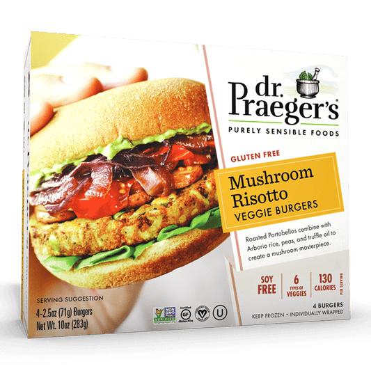 [Discon] Dr. Praeger’s, Mushroom Risotto Veggie Burgers 4 burgers 10oz (Frozen)