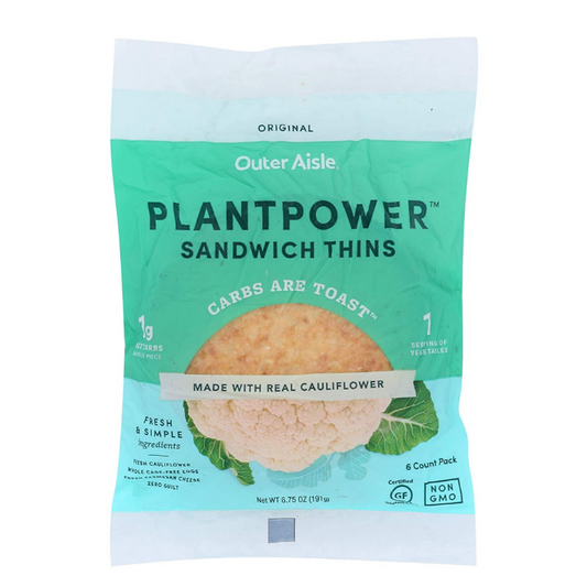 Outer Aisle, Cauliflower Sandwich Thins Original 6.75oz (Frozen)