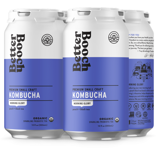 Better Booch, Kombucha Tea Morning Glory 4 pack,12oz (Chill)