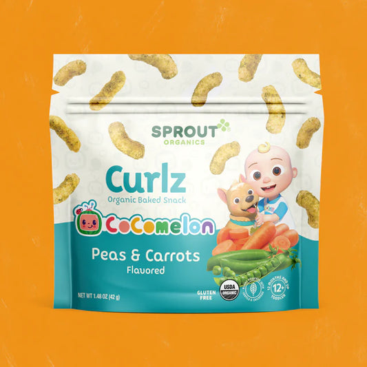 Sprout Organics, Organic Curlz Snack CoComelon Peas and Carrot 1.48oz