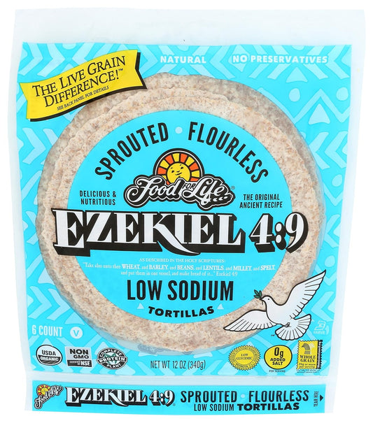 Food For Life, Ezekiel 4:9 Sprouted Grain Low Sodium Tortillas 6ct (Frozen)