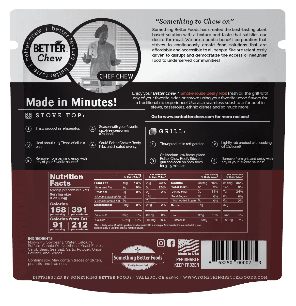 Better Chew, Plant-Based Smokehouse Beefy Ribs 7oz (Frozen)