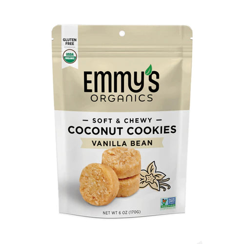 Emmy's Organics, Coconut Cookies Gluten Free Vegan Vanilla Bean 6oz