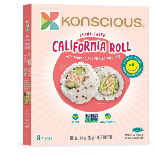 Konscious, Vegan California Roll with Avocado and Pickled Cucumber 7.4oz (Frozen)