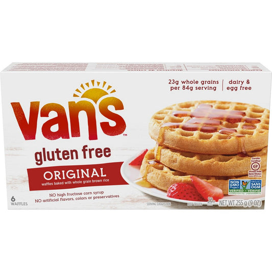 Van's, Gluten Free Whole Grain Waffles 6ct 9oz (Frozen) "best by 11 April 23"