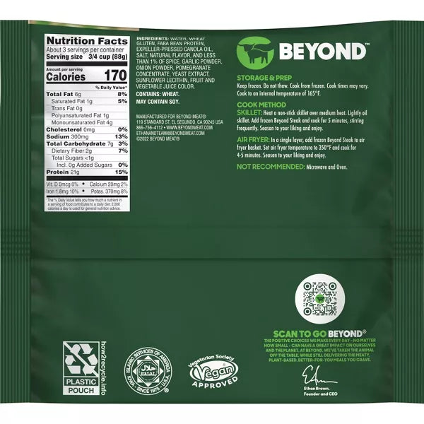 Beyond Meat, Plant-based Steak Tips 10oz (Frozen)