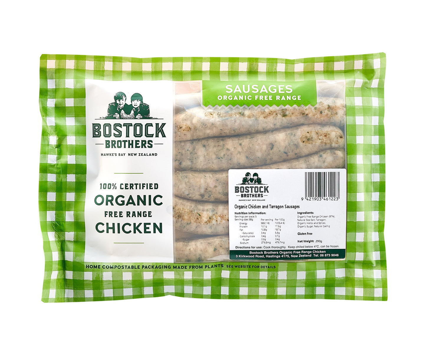 BOSTOCK BROTHERS, Free-Range French Tarragon Chicken Sausages 300g (Frozen)