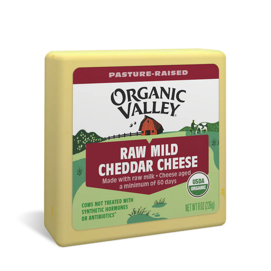 Organic Valley, Raw Mild Cheddar Cheese Block 8oz (Chill)