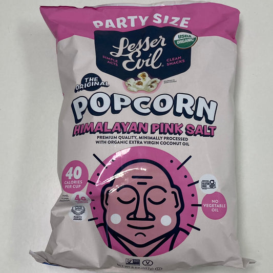 Lesser Evil, Party Size Organic Popcorn Himalayan Pink Salt 8oz