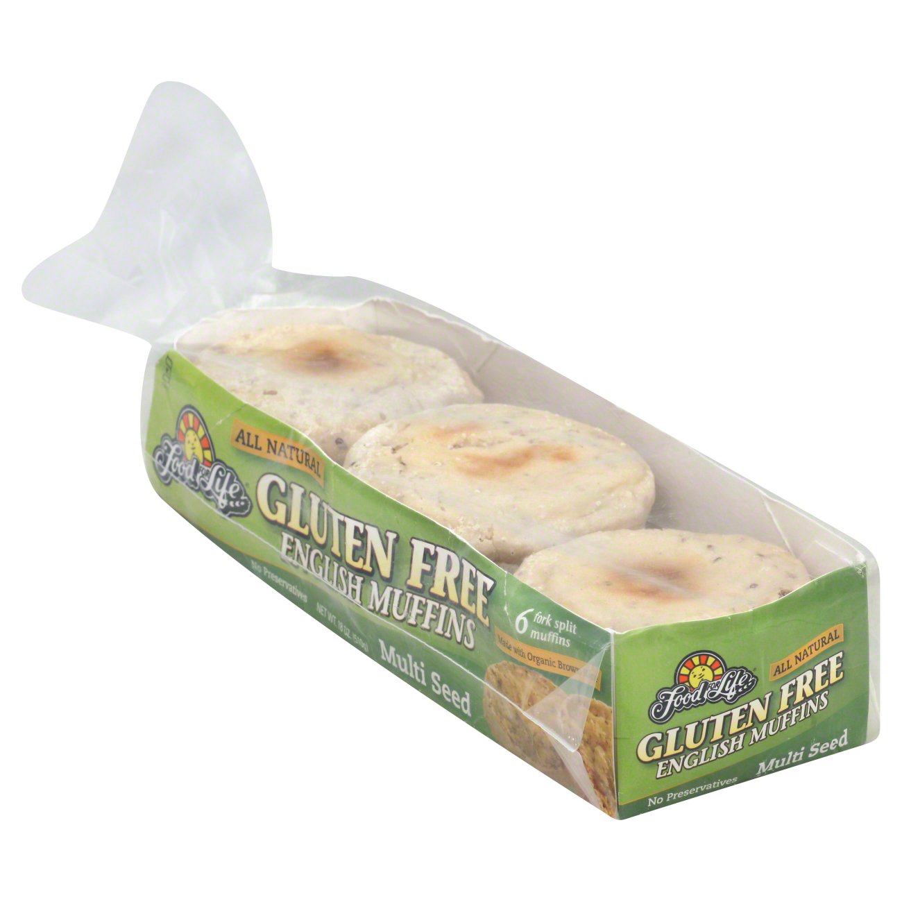 Food For Life, Gluten Free Multi Seed English Muffins 18 oz (Frozen)