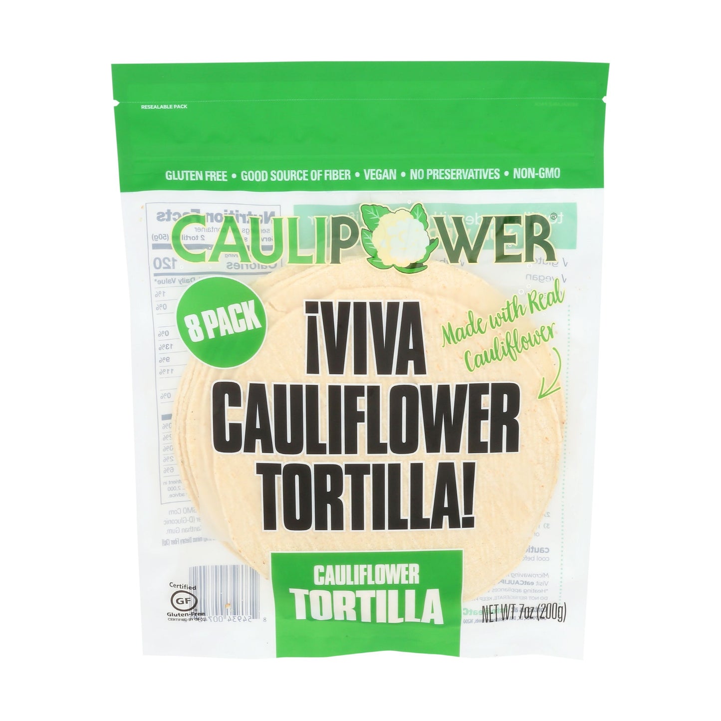 [Discon] Caulipower, Gluten Free Cauliflower Tortillas 8 Ct (Frozen)