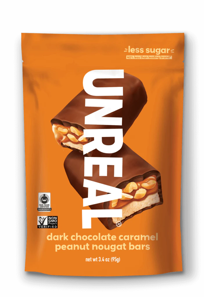 Unreal, Dark Chocolate Caramel Peanut Nougat Bar 3.4oz