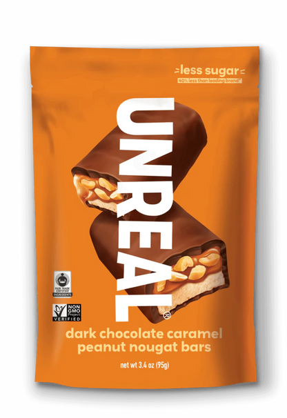 Unreal, Dark Chocolate Caramel Peanut Nougat Bar 3.4oz