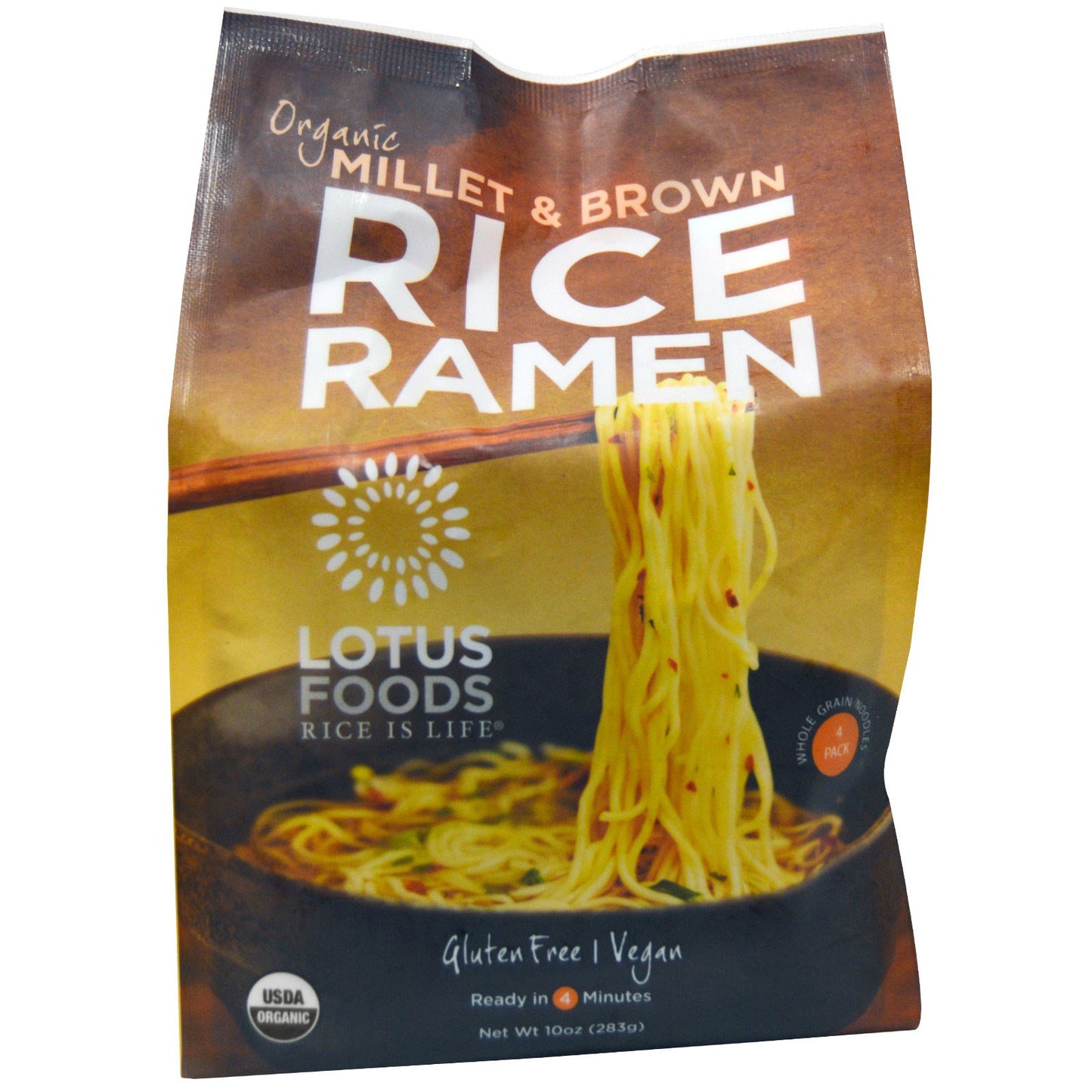 Lotus Foods, Gluten Free Organic Millet & Brown Rice Ramen 4ct 10oz