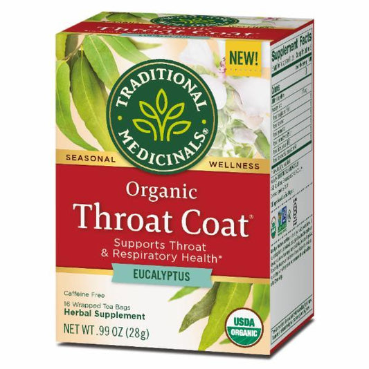 Traditional Medicinals, Organic Throat Coat with Eucalyptus 16Ct