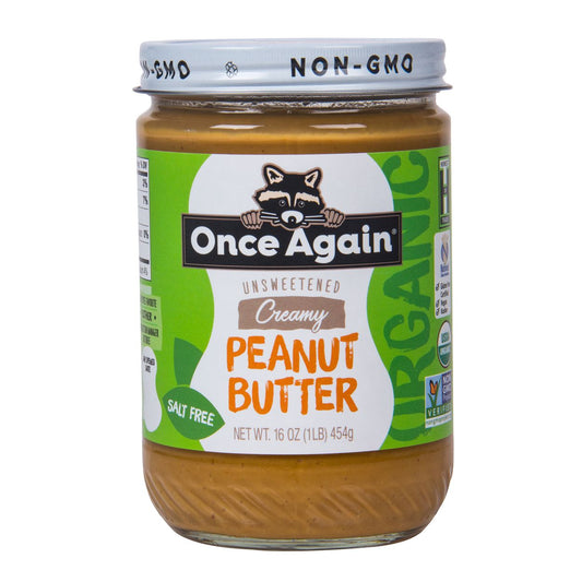 Once Again, Organic Peanut Butter Smooth No Salt 16 oz