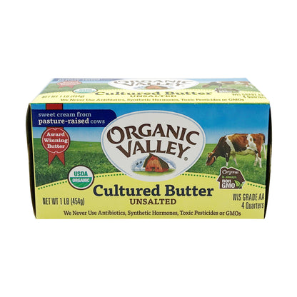 Organic Valley, Organic Cultured Unsalted Butter 16oz (Chill) "Best by 2 Feb 24"