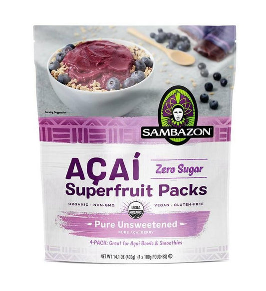 Sambazon, Acai Pure Unsweetened Superfruit Frozen Smoothie Packs 14 oz (Frozen)