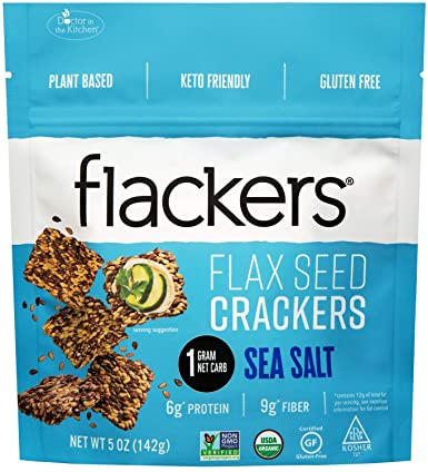 Flackers, Sea Salt Flaxseed Crackers 5oz "best by 10 July 24"
