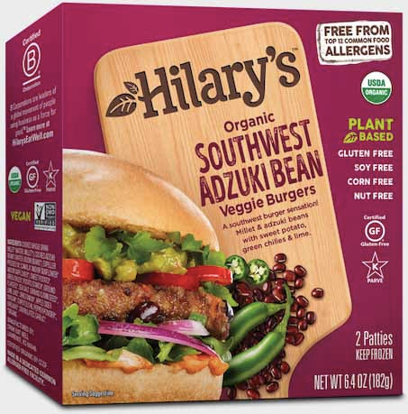 [Discon] Hilary's, Organic Southwest Adzuki Bean Burger 2patties 6.4oz (Frozen) "best by 4 May 23"