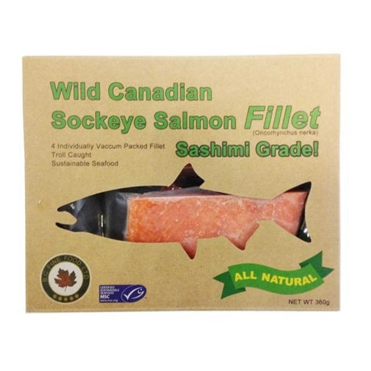 BC FINE FOOD, Wild Canadian Sockeye Salmon Fillet 400g, Sashimi Grade (Frozen)