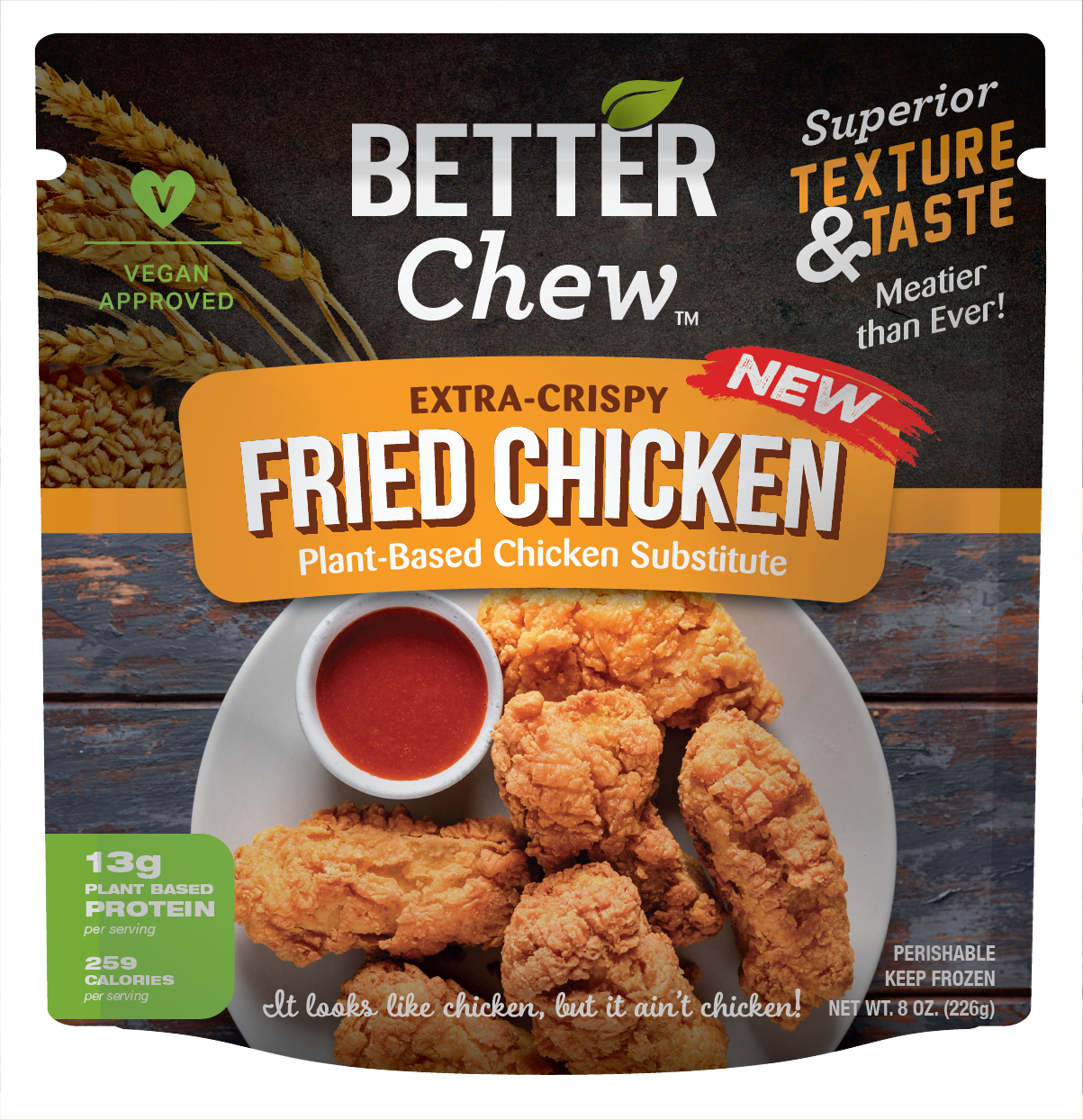 Better Chew, Extra Crispy Fried Chicken Plant-based 8oz (Frozen)