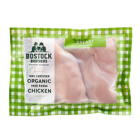 BOSTOCK BROTHERS, Organic Free-Range Chicken Breast (Boneless, Skinless) 300g (Frozen)