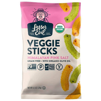 Lesser Evil, Organic Veggie Sticks Himalayan Pink Salt 4.5oz