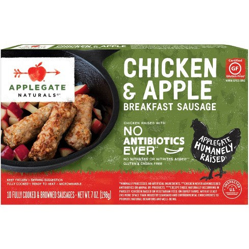 Applegate Natural, Gluten-Free Chicken & Apple Breakfast Sausages 7oz (Frozen)