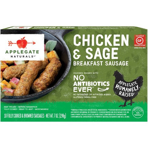 Applegate Natural, Gluten-Free Chicken & Sage Breakfast Sausages 7oz (Frozen)