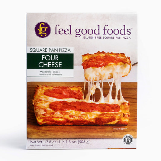 Feel Good Foods, Gluten-Free Four Cheese Square Pan Pizza 17.8oz (Frozen)