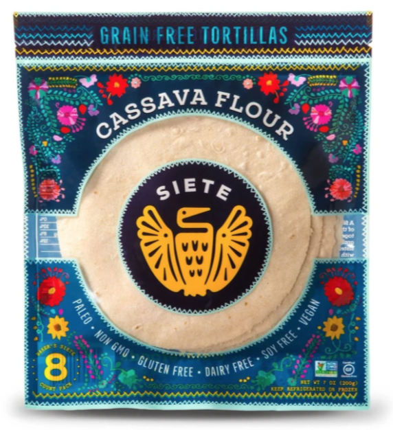 Siete, Gluten Free Cassava & Coconut Flour Tortillas 8 Ct (Frozen) "best by 11 Aug 23"