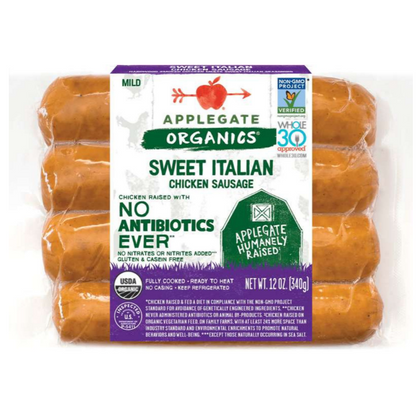 Applegate Organics, Sweet Italian Sausage 12oz (Frozen)