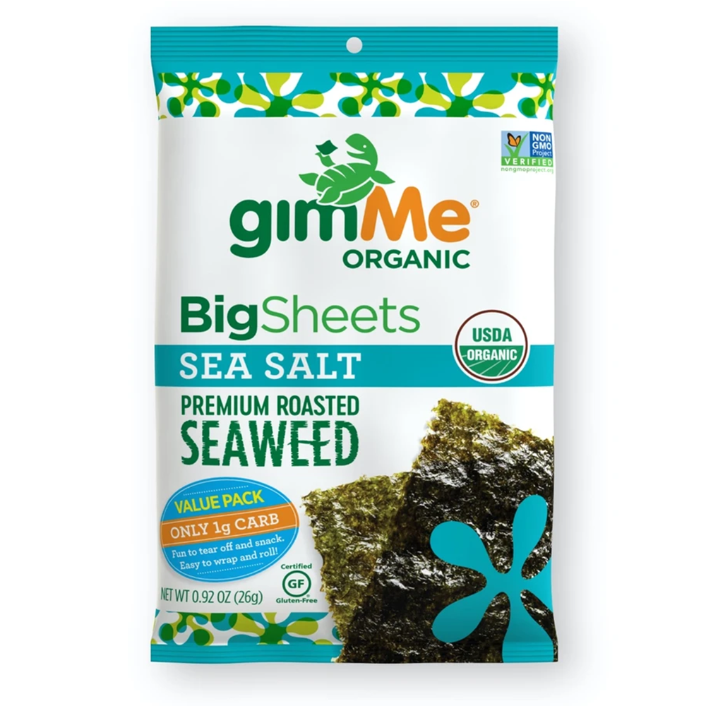 gimMe Snacks, Organic Roasted Seaweed Sea Salt Big Sheet 0.92oz