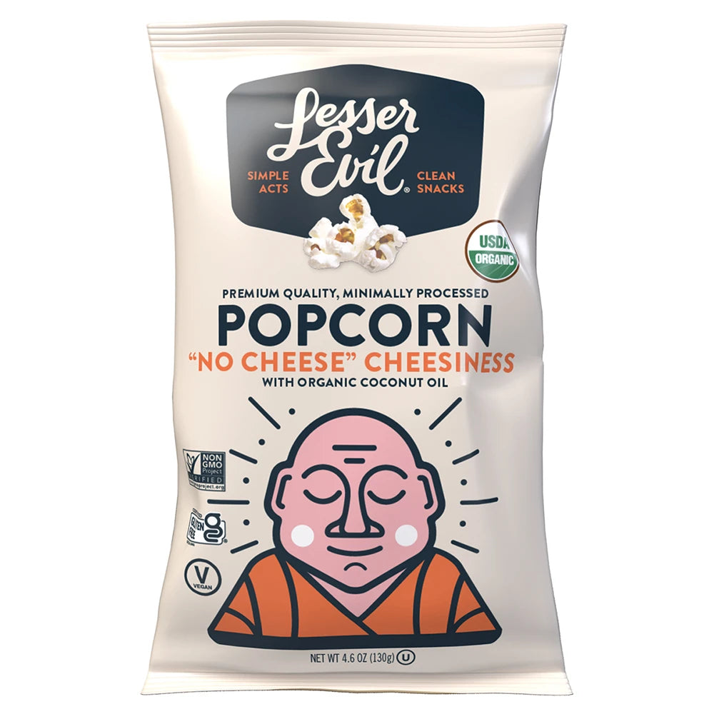 Lesser Evil, Organic Popcorn "No Cheese" Cheesiness 4.6oz