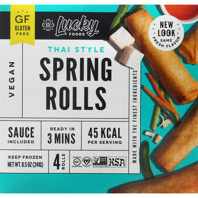 Lucky Foods, Thai Style Spring Rolls Vegan Gluten-Free 8.5oz (Frozen) “best by 13 April 2024”