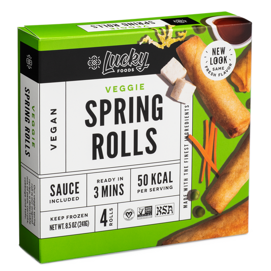 [Discon] Lucky Foods, Veggie Spring Rolls Vegan Gluten-Free 8.5oz (Frozen)