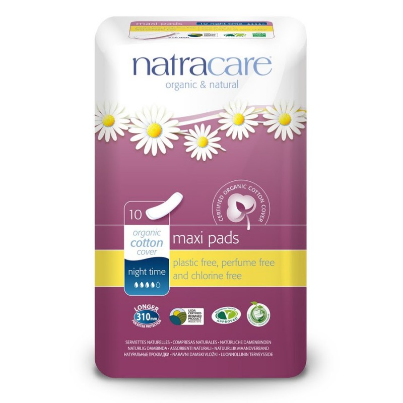 [Discon]Natracare, Organic and Natural Night Time Natural Maxi Pads 10Ct